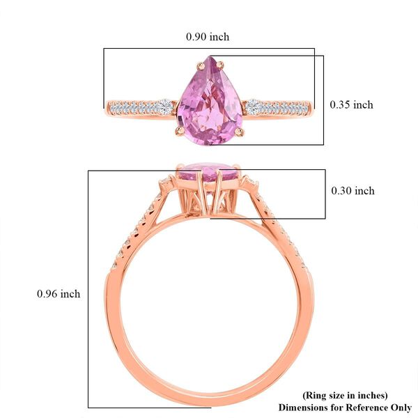 Iliana AAA Rosa Saphir, Weißer Diamant IGI zertifiziert und geprüft Ring 750 Gold (Größe 18.00) ca. 1.25 ct image number 5