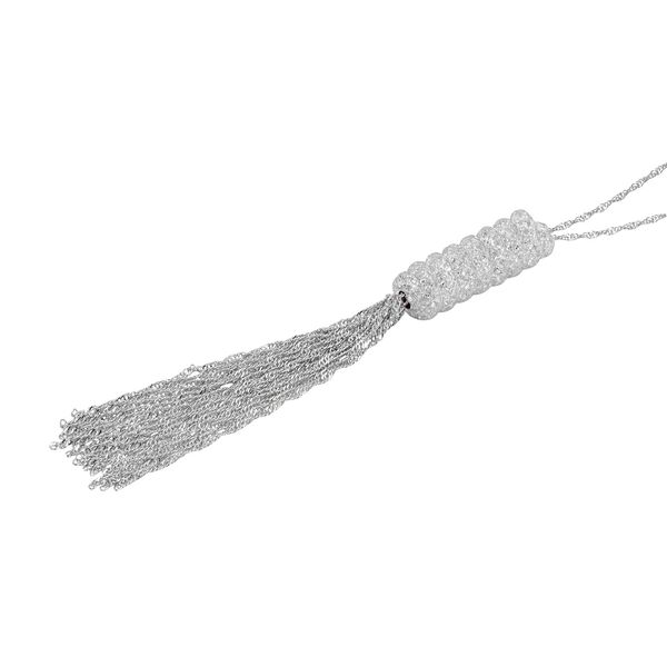 Weißer Kristall Halskette ca. 70 cm Reines Messing image number 3