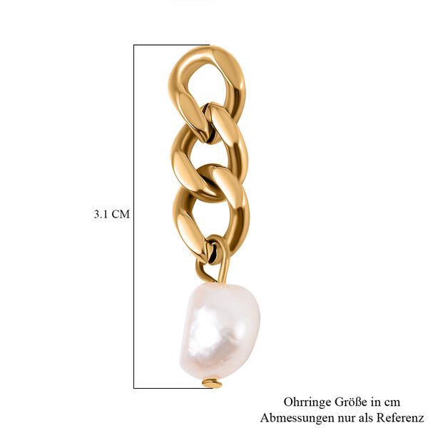 Süßwasser Perle Ohrringe Reiner Edelstahl, goldfarben image number 6