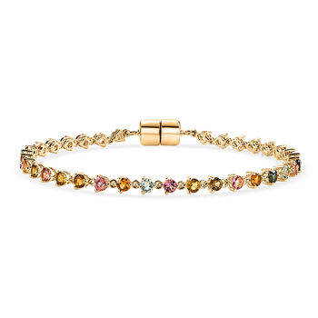 D'Joy AA Mehrfarbig-Turmalin Armband ca. 19 cm 925 Silber 750 Gelbgold vermeil ca. 4,18 ct.