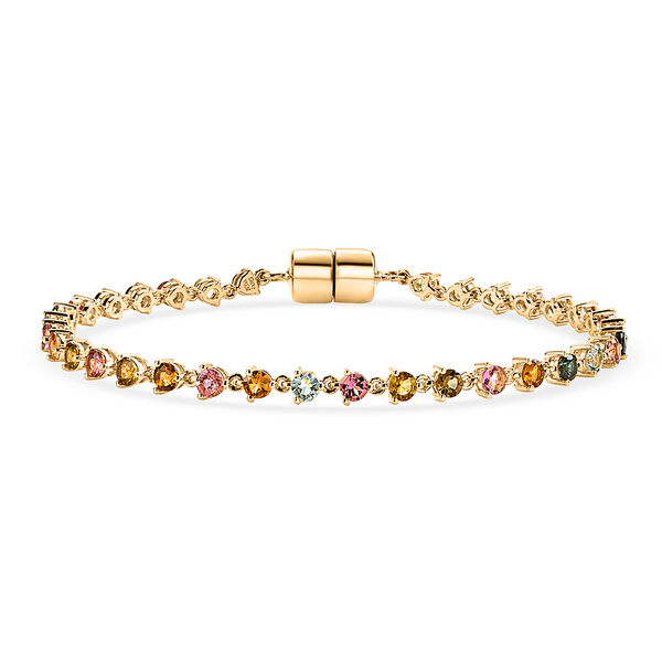 D'Joy AA Mehrfarbig-Turmalin Armband ca. 19 cm 925 Silber 750 Gelbgold vermeil ca. 4,18 ct.