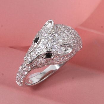Lustro Stella Schwarzer Zirkonia, Wei&szlig;er Zirkonia Panther Ring 925 Silber rhodiniert (Gr&ouml;&szlig;e 17.00)