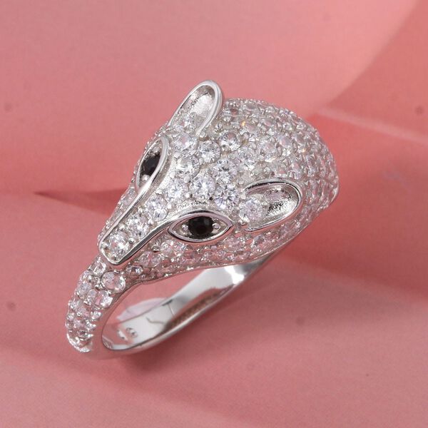 Lustro Stella Schwarzer Zirkonia, Weißer Zirkonia Panther Ring 925 Silber rhodiniert (Größe 17.00) image number 1