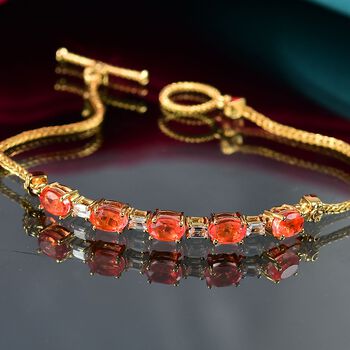 Padparadscha Triplett Quarz und Zirkon Armband, 18cm - 3,36 ct.