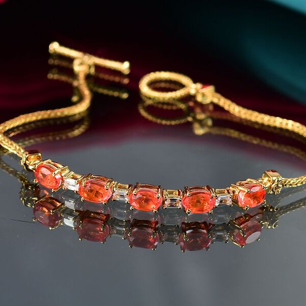 Padparadscha Triplett Quarz und Zirkon Armband, 18cm - 3,36 ct. image number 2