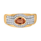AAA Ceylon Orange Saphir, Moissanit Ring, 925 Silber Gelbgold Vermeil (Größe 19.00) ca. 1.42 ct