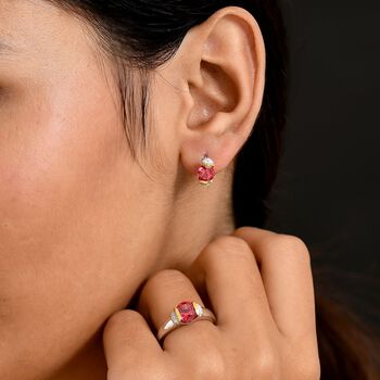 D'Joy 2er-Set Labor Padparadscha Saphir und Zirkon zweifarbiges Schmuckset - 4,94 ct.