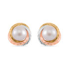 Weiße Edison Perle Ohrringe, (ca. 10 mm),  925 Silber