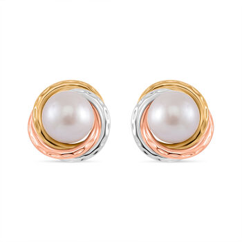 Wei&szlig;e Edison Perle dreifarbige Ohrringe