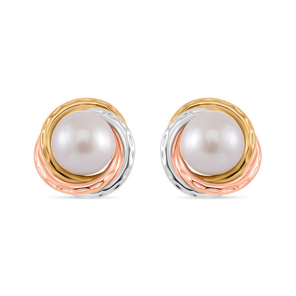 Wei&szlig;e Edison Perle dreifarbige Ohrringe