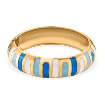 Emaille-Armreif im Streifen-Design, Hell- und Dunkelblau, ca. 18,5 cm, ca. 43 g