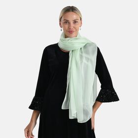 LA MAREY 2er-Set 110x180cm Seidenschal aus 100% Maulbeerseide mit Ohrringen, Hellgr&uuml;n & blau