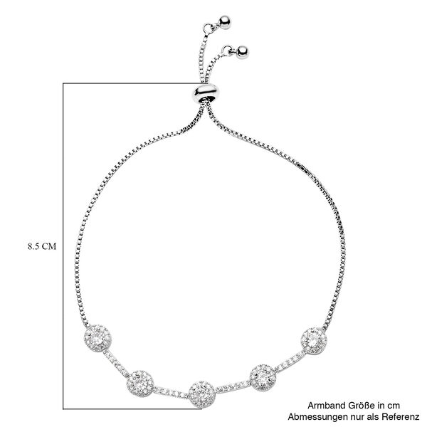 Wei&szlig;es Zirkonia Bolo-Armband, ca. 15-23 cm, reines Messing ca. 5,00 ct image number 5