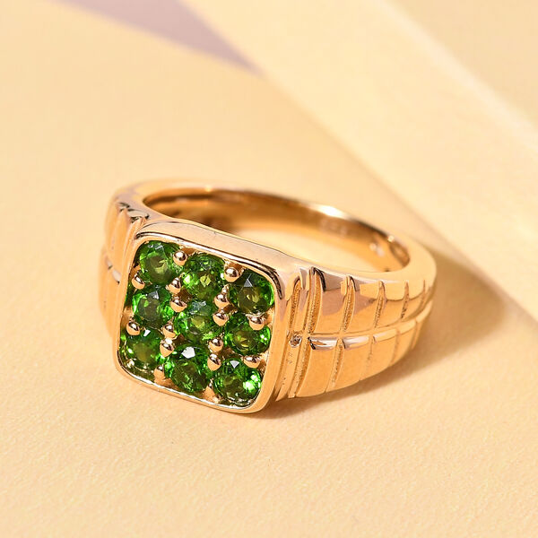 Natürlicher Chromdiopsid Ring 925 Silber vergoldet  ca. 0,86 ct image number 2