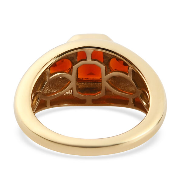 Mexikanischer Kirschfeuer-Opal Ring 925 Silber vergoldet  ca. 1,17 ct image number 6