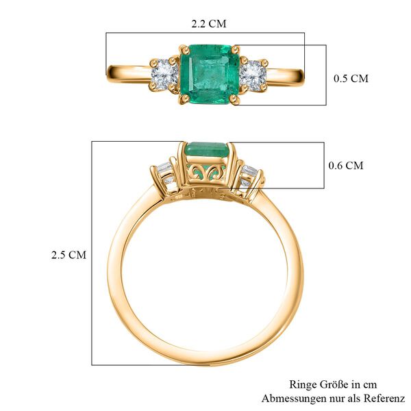 AAA Smaragd und Moissanit Ring in 375 Gold - 1,34 ct. image number 5