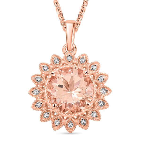 AAA Morganit, Wei&szlig;er Diamant Anh&auml;nger mit Kette ca. 45 cm, AGI zertifiziert und gepr&uuml;ft, 417 Rosa Gold ca. 3.50 ct