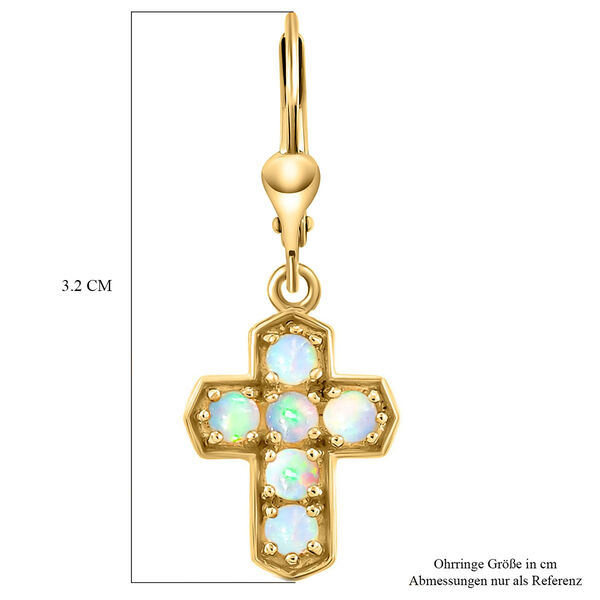 Nat&uuml;rliche, &auml;thiopische Opal-Ohrringe, 925 Silber vergoldet ca. 0,88 ct image number 6