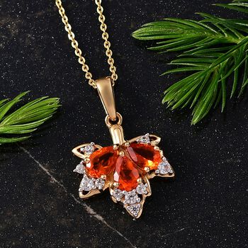 D'Joy AAA Blaze Feueropal und Zirkon Anh&auml;nger mit 50cm Kette - 1 ct.