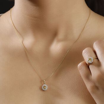 AA Nat&uuml;rliches goldenes Tansanit und Zirkon Schmuckset - 1,67 ct.