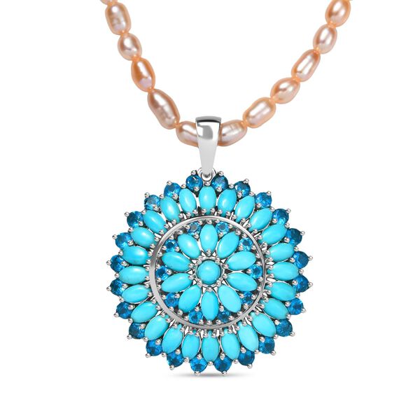 D joy Sleeping Beauty Türkis, Anhänger mit Perle Kette, ca. 45 cm, 925 Silber rhodiniert image number 0