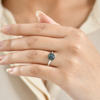 CULLINAN-MINE - Blauer Diamant Ring 925 Silber rhodiniert (Gr&ouml;&szlig;e 21.00) ca. 0.20 ct