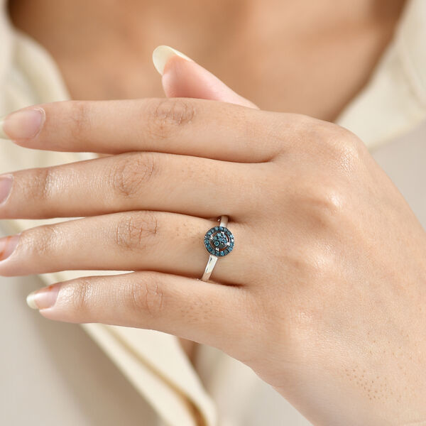 CULLINAN-MINE - Blauer Diamant Ring 925 Silber rhodiniert (Gr&ouml;&szlig;e 21.00) ca. 0.20 ct image number 3