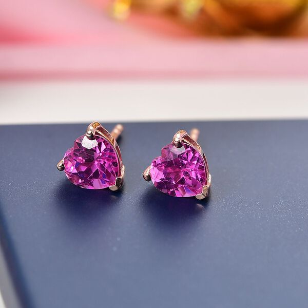 AAA Lab Grown Rosa Saphir Ohrringe 925 Silber 750 rosévergoldet ca. 1.92 ct image number 1