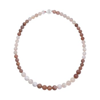 Mehrfarbige Mondstein Halskette, ca. 50 cm, 925 Silber rhodiniert ca. 260.00 ct