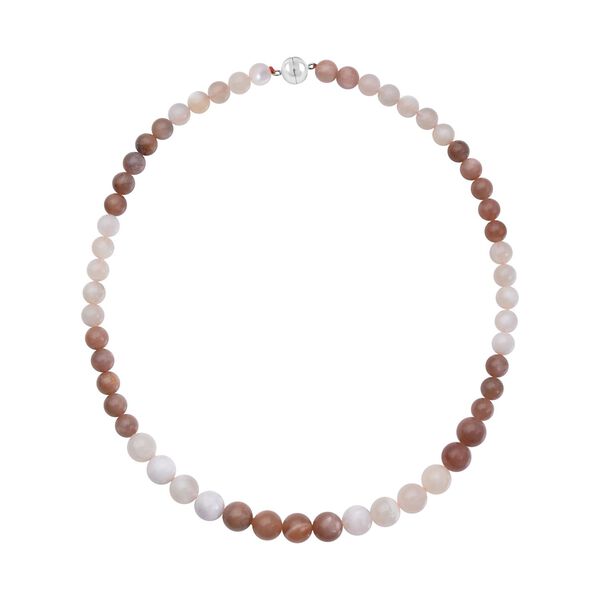 Mehrfarbige Mondstein Halskette, ca. 50 cm, 925 Silber rhodiniert ca. 260.00 ct