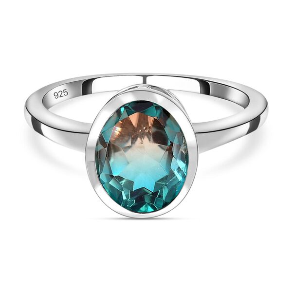 Aqua Terra Costa Quarz Triplett-Solit&auml;r-Ring, 925 Silber platiniert, 2,67 ct.