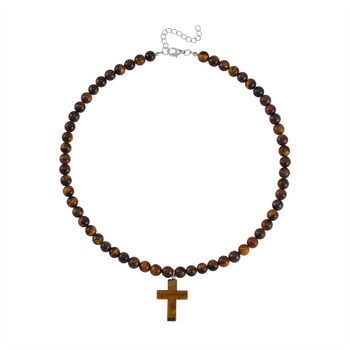 Gelbes Tigerauge Halskette, ca. 50 cm, ca. 265.00 ct