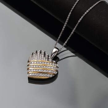 Zweifarbiger Moissanit Herz Anh&auml;nger mit 50cm Kette - 0,65 ct.