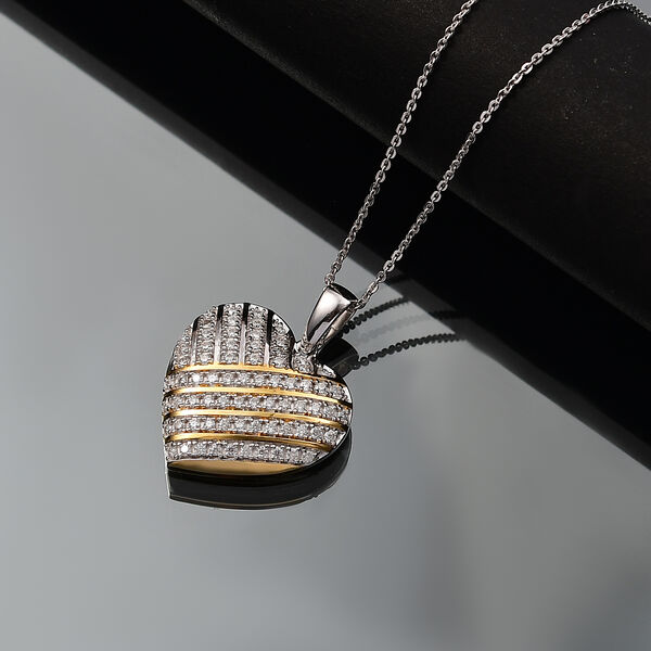 Zweifarbiger Moissanit Herz Anh&auml;nger mit 50cm Kette - 0,65 ct. image number 2