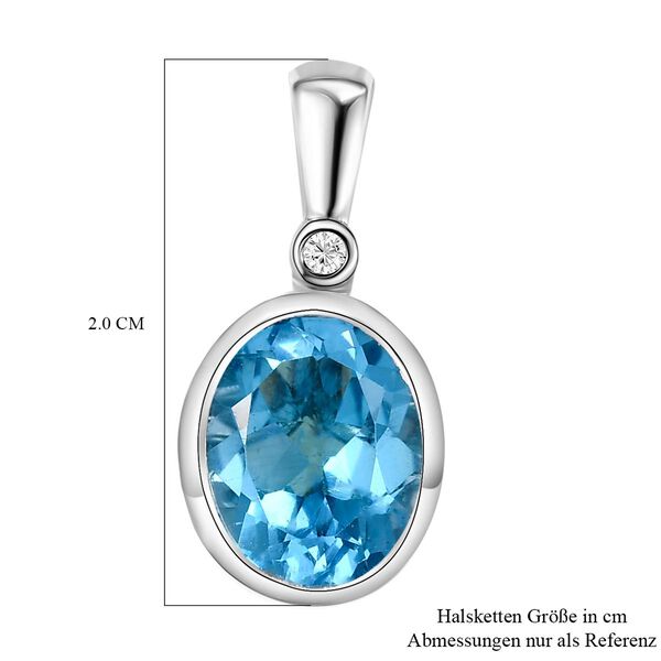 Schweizer Blautopas und wei&szlig;er Zirkon-Anh&auml;nger, 925 Silber platiniert ca. 3,36 ct image number 6
