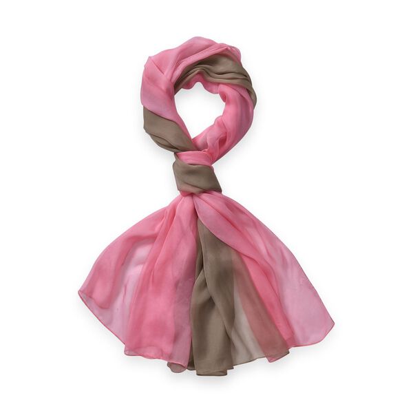 Beige PU Brusttasche und LA MAREY Ombre Chiffon Seiden Schal image number 13