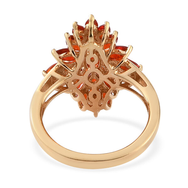 Mexikanischer Kirschd Feuer-Opal Ring 925 Silber vergoldet  ca. 1,44 ct image number 6