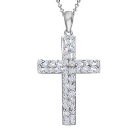 LUXURIANT DIAMOND- SI-GH Labor Diamant Kreuz Anhänger mit 50cm Kette, 925 Silber rhodiniert - 0,33 ct.