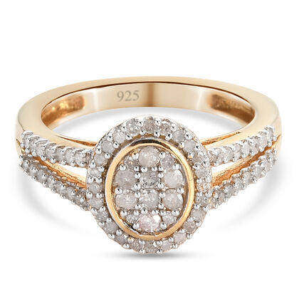 Diamant-Ring, 925 Silber vergoldet (Größe 16.00) ca. 0,50 ct