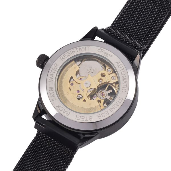 GENOA Automatik Mechanische Uhr mit Schwarzem Sonnenschein-Hohlzifferblatt und Modernem Minimalistischem Runddesign image number 5