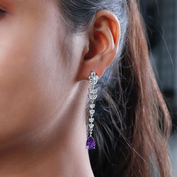 Marokkanische Amethyst und wei&szlig;e Topas-Ohrringe, 925 Silber platiniert ca. 6,80 ct image number 3