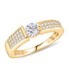 Moissanit Ring 925 Silber vergoldet (Größe 21.00) ca. 0,70 ct