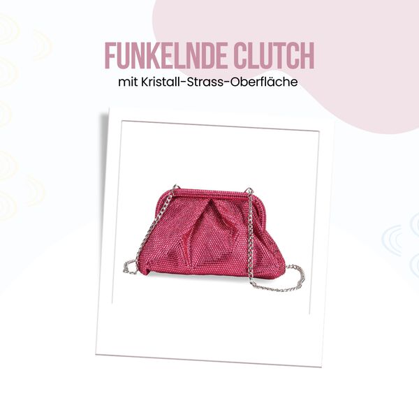 Clutch mit Metallschulterriemen, 24x11x13cm, Rosa image number 1