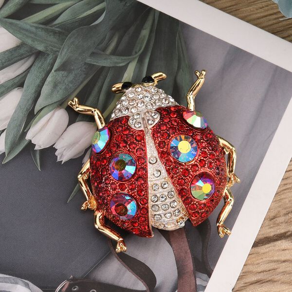 Mehrfarbiger Kristall Brosche  Gelb image number 2