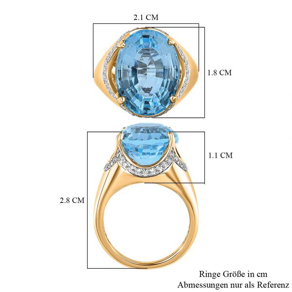 Himmelblauer Topas und Zirkon-Ring - 12,54 ct. image number 6