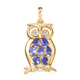 D’joy Tansanit, Moissanit Anhänger 925 Silber 750 Gelb Vergoldet ca. 1,17 ct.