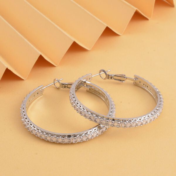 Wei&szlig;er Zirkonia mit Kristallbesatz Ohrringe, silberfarben image number 1