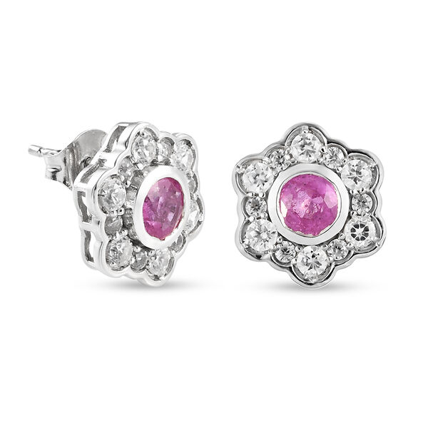 Premium Ilakaka Rosa Saphir und Zirkon Ohrstecker 925 Silber platiniert (Fissure gef&uuml;llt) ca. 2,93 ct image number 4