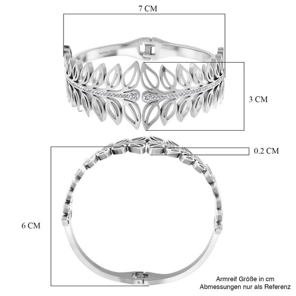 Weißer Kristall Armreif ca. 19 cm Reiner Edelstahl, Silberfarben image number 5
