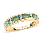 Sambischer Smaragd und weißer Zirkon Half-Eternity-Ring in Silber image number 3